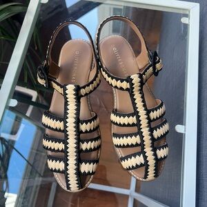 Oliver Bonas Black & Cream Woven Leather Sandals